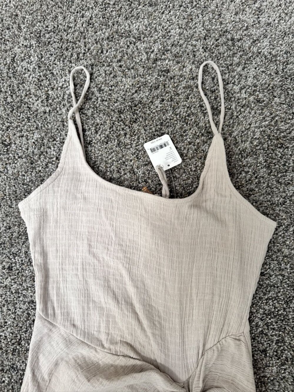 Free People Stone Cold Midi Dress Womens S Beige Textured Tie Front NWT - Picture 4 of 11
